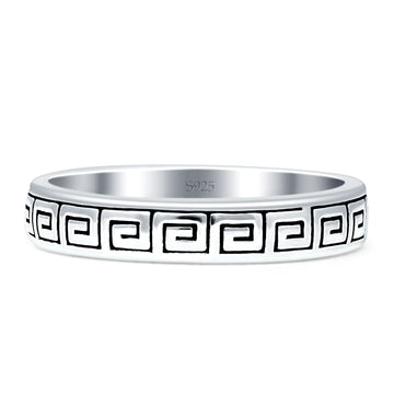 Greek Key Spiral Band 4mm Oxidized 925 Sterling Silver Wholesale